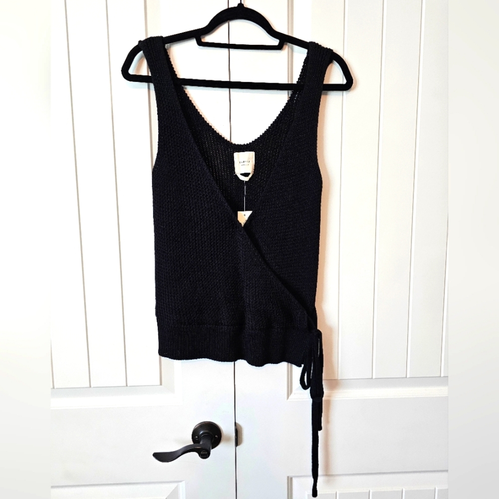 Francesca Black Knit Wrap Top